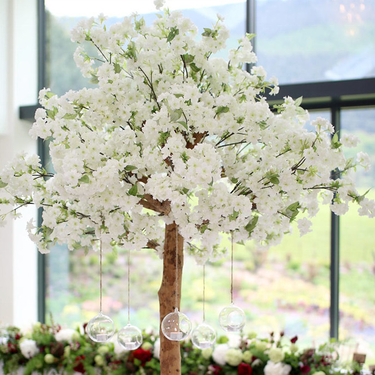 Albero del fiore del Faux dell'OEM 1.5m, Cherry Blossom Tree With bianco artificiale 5 anni di durata